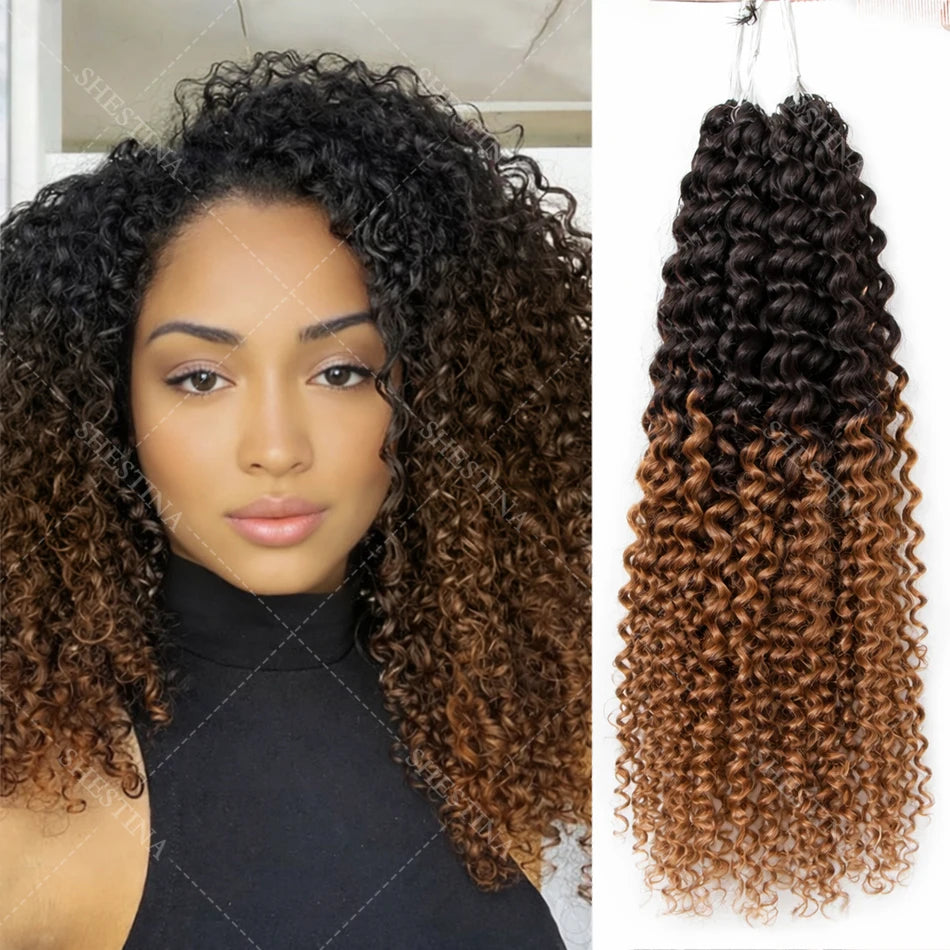 TB/30 Highlight Kinky Curly Crochet Human Hair For Braid Knotless Pre-Separated Feather Crochet Human Hair Extensions for Women