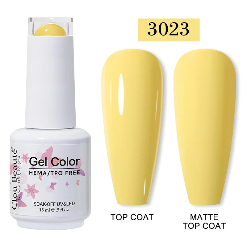 Clou Beaute 15ml Red Color Gel Polish Vernis Semi Permanent UV Varnish Gel Nail Polish Hema TPO Free Nails Art Manicure TOP BASE