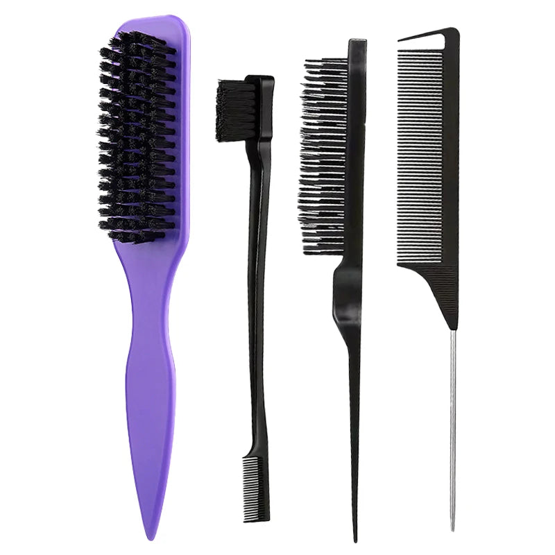 Bristle Slick Back Hair Brush for Sleek Ponytail Bun & Smoothing Baby Hairs, Flyaways, Edge Control - Backcombing & Teasing