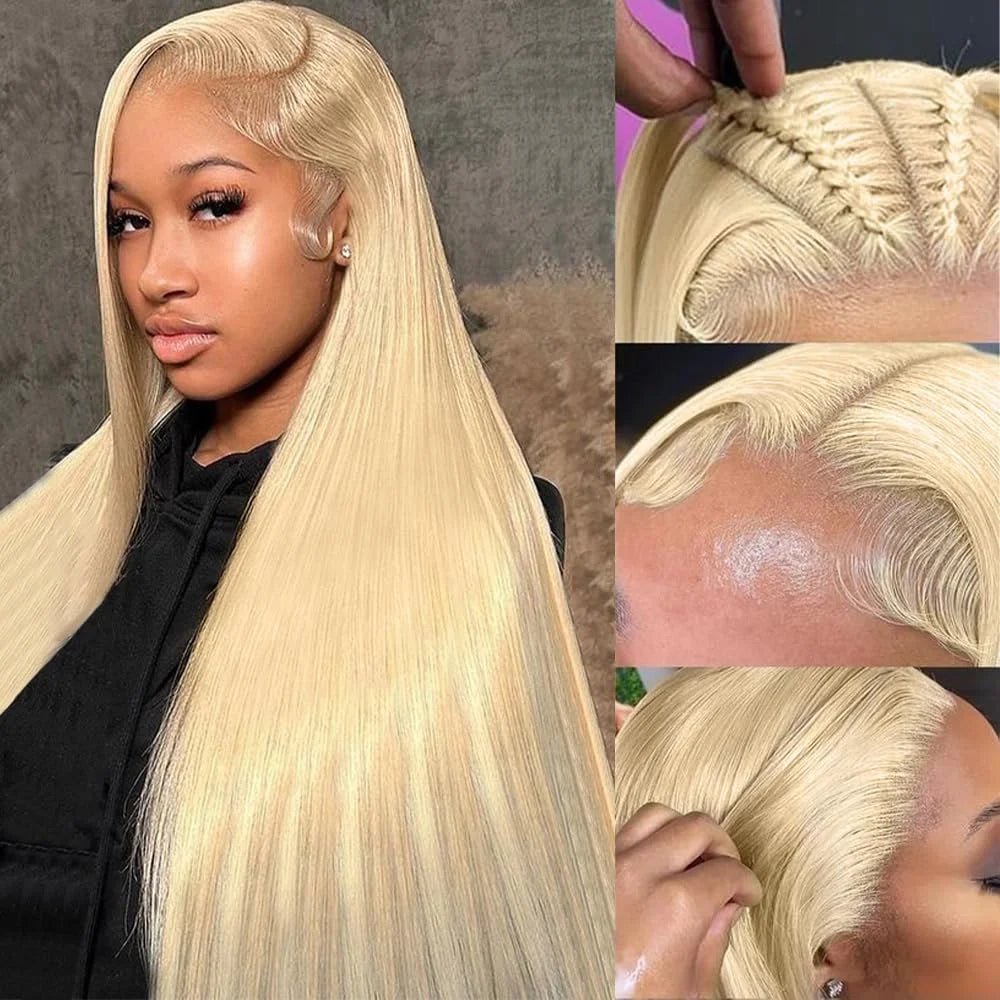 HD Transparent Blonde Straight 13x6 Lace Front Human Hair Wigs 613 Honey Colored Lace Frontal Wig 36 40 Inch Remy Hair For Women