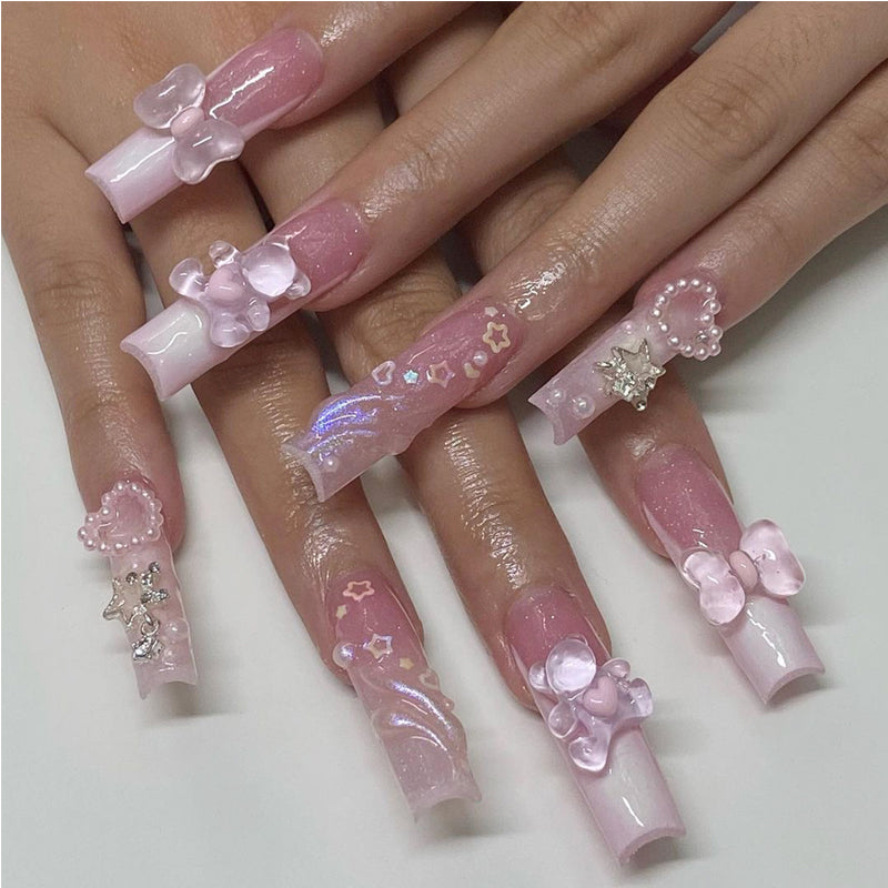 24 PCS Bear Bowbowknot Nail Art
