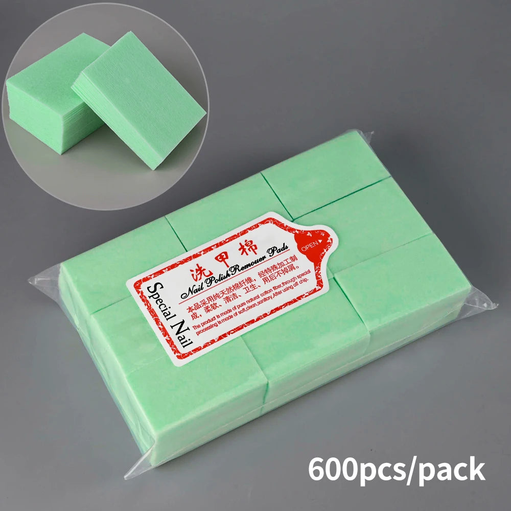 1000/500/100pcs Nail Wipe 100% Cotton Pads Lint Free Gel Nail Polish Removers Cotton Pads Manicure Wipes Nail Art Cleaning Tools