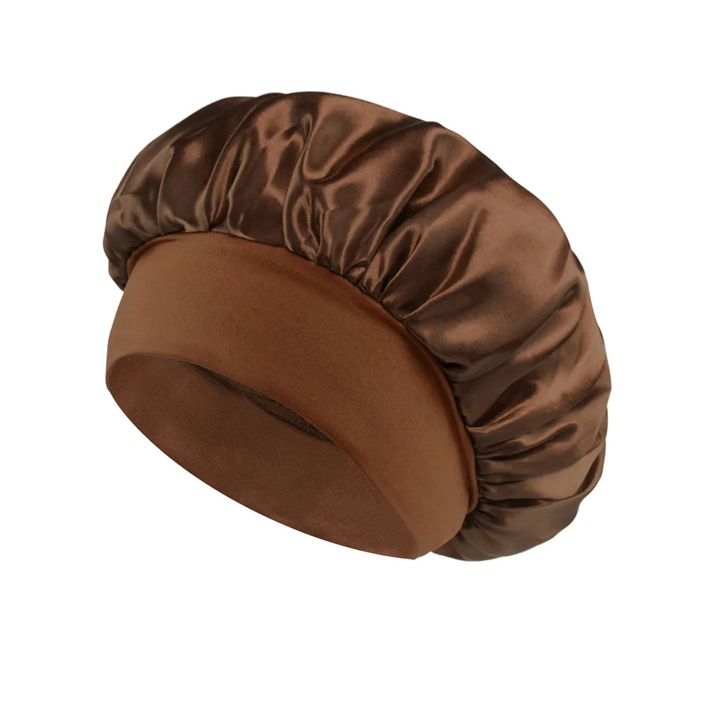 1pcs Soft Silk Satin Lined Bonnet Large Satin Hair Bonnet Household Sleep Shower Cap Hair Wrap Cover for Long Hair Salon Tool