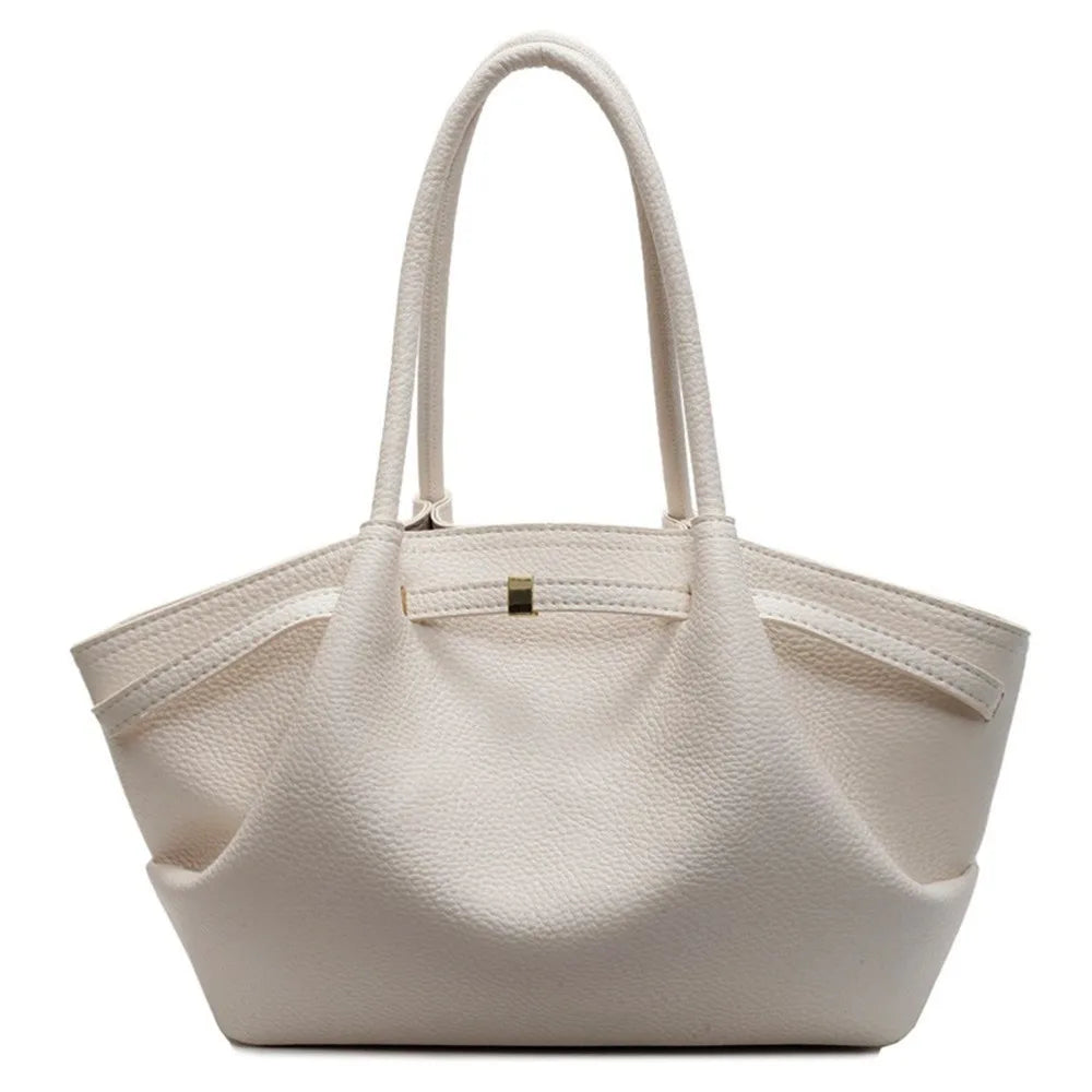 Luxury Lychee Pattern Underarm Shoulder Bags PU Leather Solid Color Women's Handbags Large Capacity Tote Bag Travel