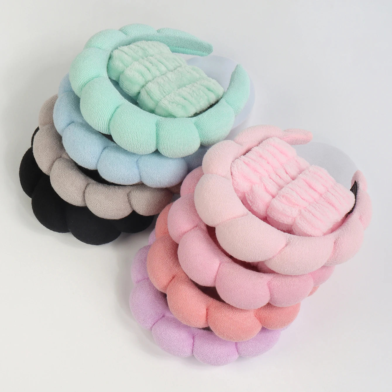 1/3Pcs Fashion Microfiber Washing Wristbands Scrunchies Puffy Headband Spa Bubble Headband for Washing Face Makeup Shower Skincare