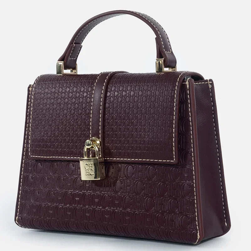 CHCH Luxury Brand Women's Tote Bag Delicate Compact Monogram Print Lock Design Versatile Simple Solid Color Women's Shoulder Bag