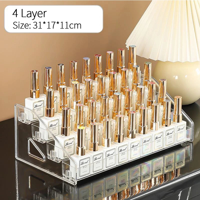 3/4/5/6/7 Layers Acrylic Nail Polish Display Organizer UV Gel Shelf Quick Install Cosmetic Rack Jewelry Stand Manicure Storage
