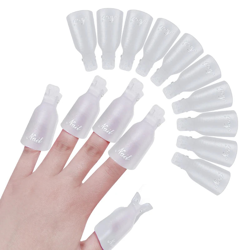 10 Pcs/Bag Colorfulful Acrylic Manicure Art Dipped Cap Clip Nail Cleaning Manicure Uv Gel Nail Polish Dipped Wrapping Tool Finger