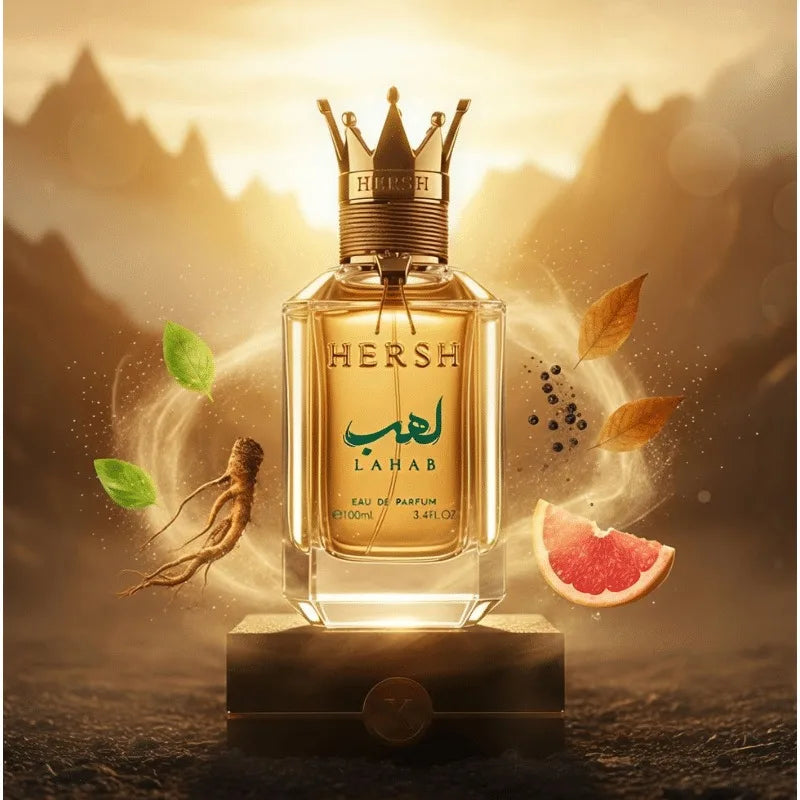 Al Ezz Oud Hersh Lahab Eau de Parfum Spray for Men Blend of Basil Lasting Cologne Luxury Gold Crown Pheromones Perfume 100 ML ﻿