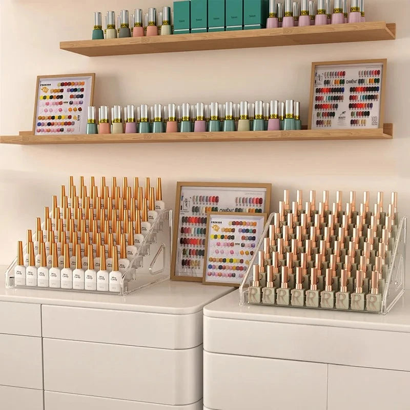 3/4/5/6/7 Layers Acrylic Nail Polish Display Organizer UV Gel Shelf Quick Install Cosmetic Rack Jewelry Stand Manicure Storage