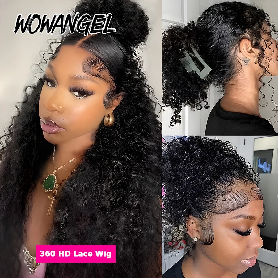 Hidden Strap 360 HD Full Lace Wigs Curly Human Hair WigS Pre Plucked Water Wave HD Lace Frontal WigS with Invisible Drawstring