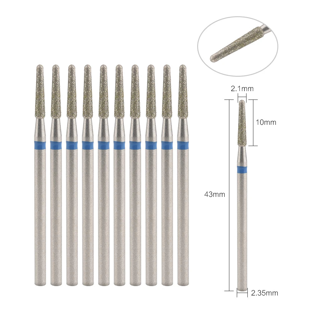 10Pcs Diamond Milling Cutter For Manicure Electric Nail Drill Bits Accessory Pedicure Machine Nail File Gel Remover Tool