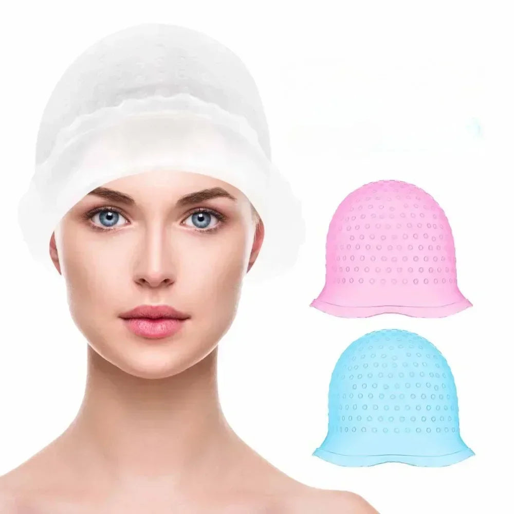 Silicone Hair Coloring Cap For Hairdressing With Needle Professional Salon Dyeing Tool Highlight Dyeing blue/pink/white