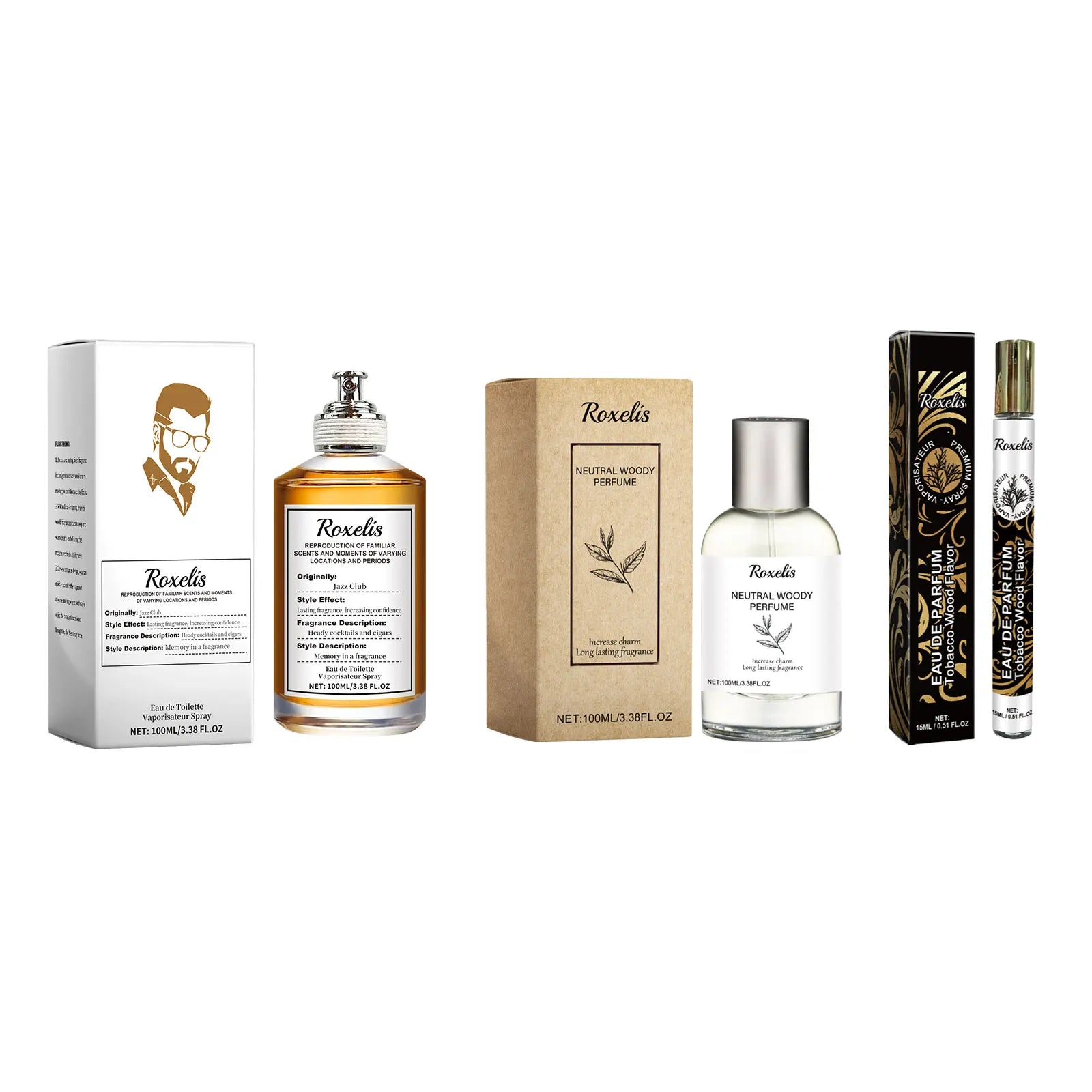 Roxelis Charming Wood Cologne Tobacco Woody Perfume for Men Long Lasting Fragrance Pheromone Scent Gentlemen Dating