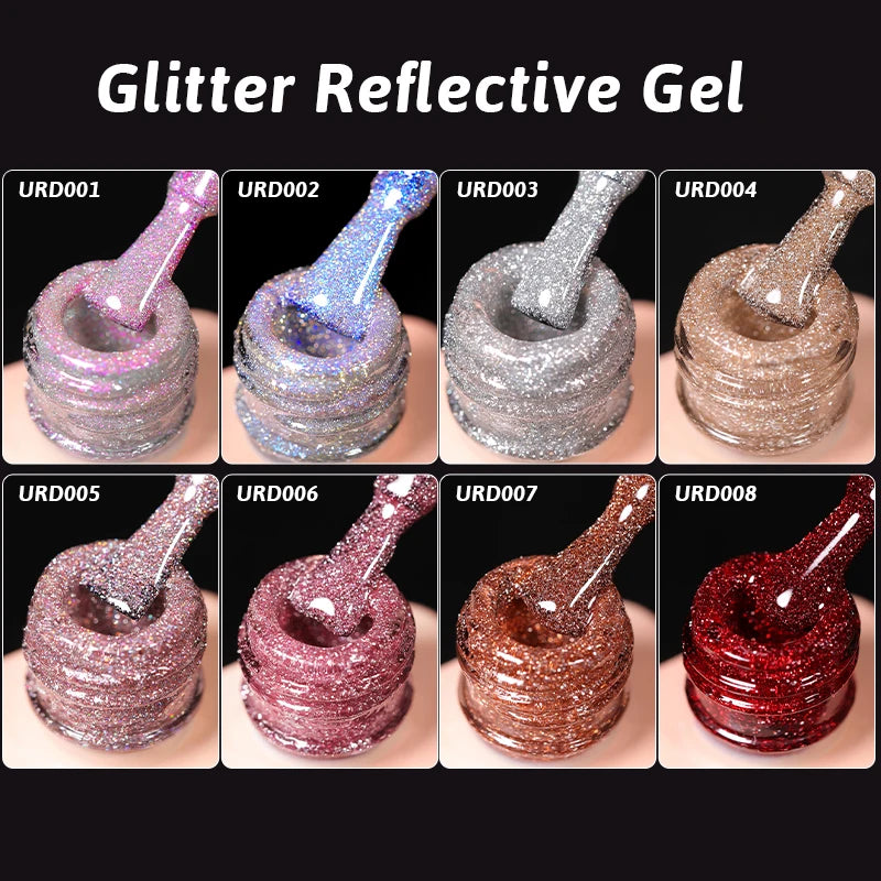 UR SUGAR 15ml Champagne Gold Sliver Reflective Glitter Gel Nail Polish Varnish Semi Permanent Soak Off UV Gel For Manicure Art