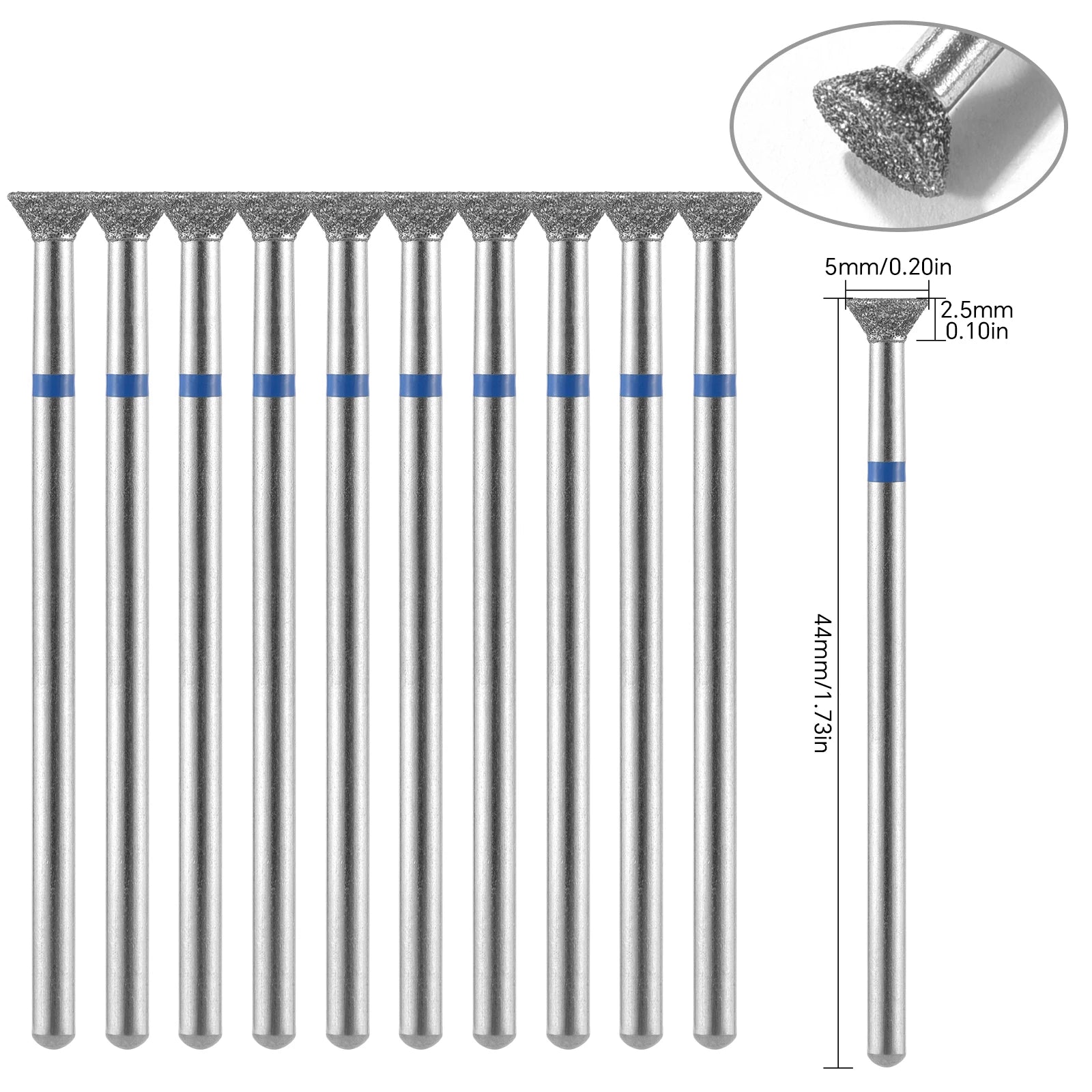 10Pcs Diamond Milling Cutter For Manicure Electric Nail Drill Bits Accessory Pedicure Machine Nail File Gel Remover Tool