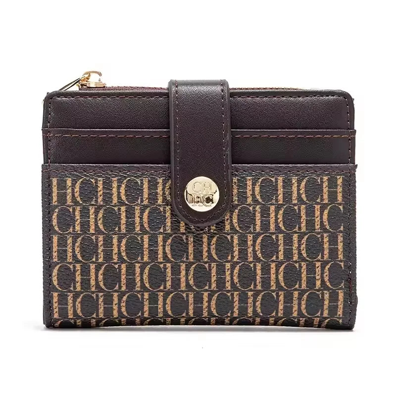 CH New Classic Folding Money Clip Compact Lightweight Luxury Brand Design Sense Letter Decoration Card Bag Women Zero Wallet