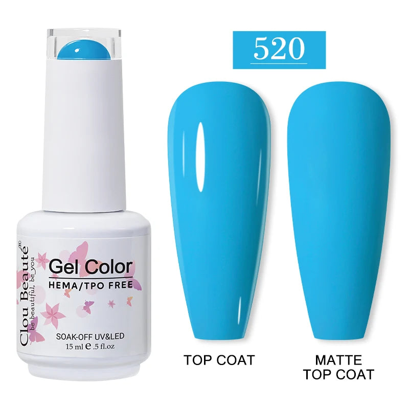 Clou Beaute 15ml Red Color Gel Polish Vernis Semi Permanent UV Varnish Gel Nail Polish Hema TPO Free Nails Art Manicure TOP BASE