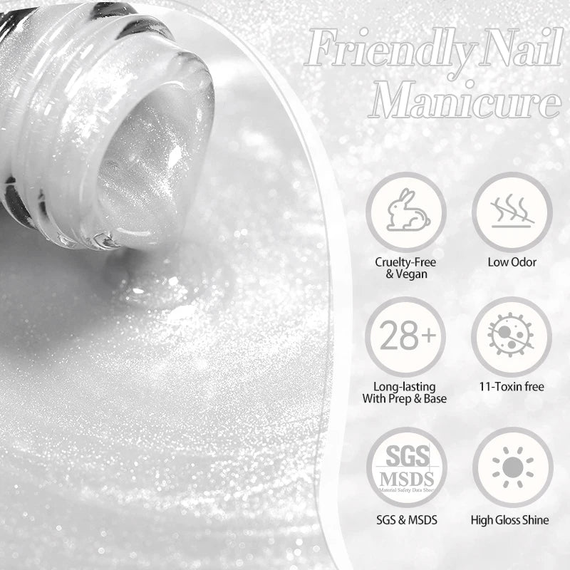 BORN PRETTY 10ml Water Light Cat Gel Ultra Shine Sparkling Glitter Semi Permanent Soak Off UV Gel Nail Art Varnish Manicure