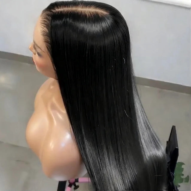 40 Inch Bone Straight Lace Frontal Human Hair Wigs 13x6 Hd Transparent Lace Front Pre Plucked Wig 360 Full Lace Wig NaturalBlack