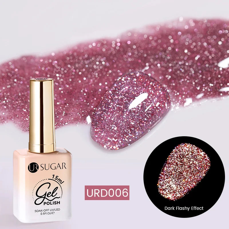 UR SUGAR 15ml Champagne Gold Sliver Reflective Glitter Gel Nail Polish Varnish Semi Permanent Soak Off UV Gel For Manicure Art