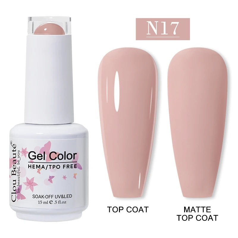 Clou Beaute 15ml Red Color Gel Polish Vernis Semi Permanent UV Varnish Gel Nail Polish Hema TPO Free Nails Art Manicure TOP BASE