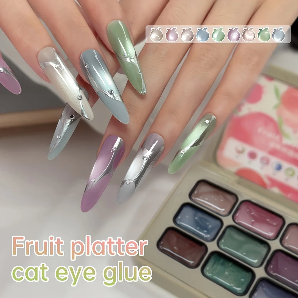 9 Colors Reflective Cat Eye Magnetic Nail Gel Soak UV LED Gel Salon Female Nail Art Tools Fashion Holographic Manicure