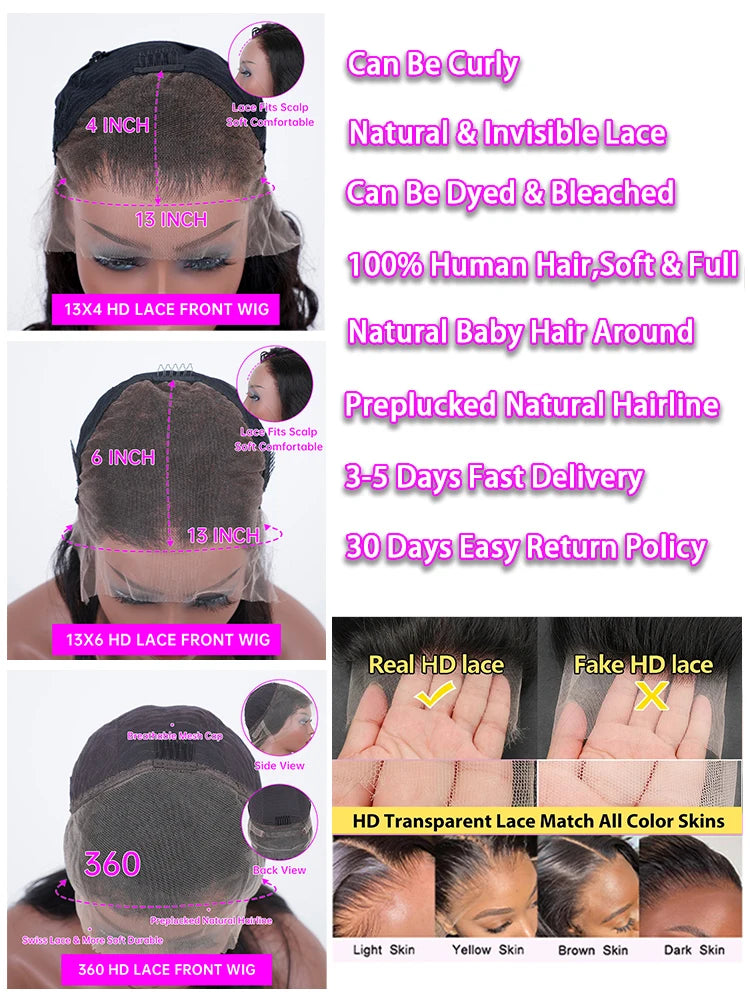30 40 Inch Deep Wave 13X6 Hd Lace Frontal Wig Curly Water Wave Human Hair 13X4 Pre Plucked Lace Front Brazilian Wigs for Women