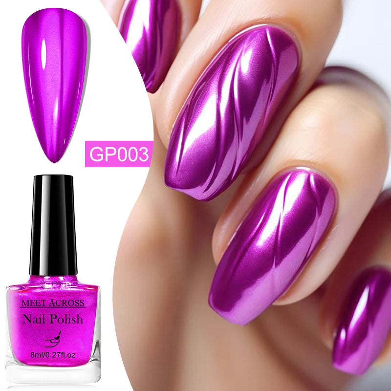 8ml Metallic Nail Polish Mirror Effect Fast Drying Long-Lasting Nails Art Polish DIY No Need Lamp Cure Manicure Nail Supplies