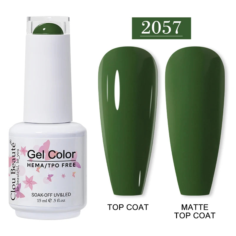 Clou Beaute 15ml Red Color Gel Polish Vernis Semi Permanent UV Varnish Gel Nail Polish Hema TPO Free Nails Art Manicure TOP BASE