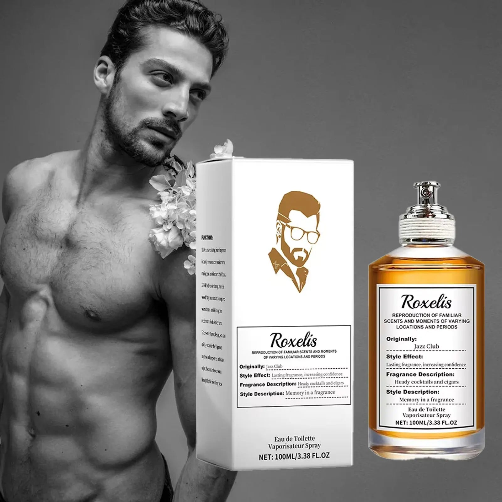 Roxelis Charming Wood Cologne Tobacco Woody Perfume for Men Long Lasting Fragrance Pheromone Scent Gentlemen Dating