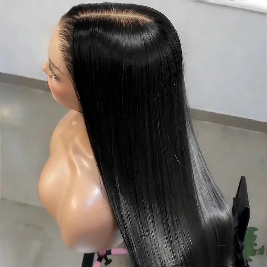 40 Inch Bone Straight Lace Frontal Human Hair Wigs 13x6 Hd Transparent Lace Front Pre Plucked Wig 360 Full Lace Wig NaturalBlack