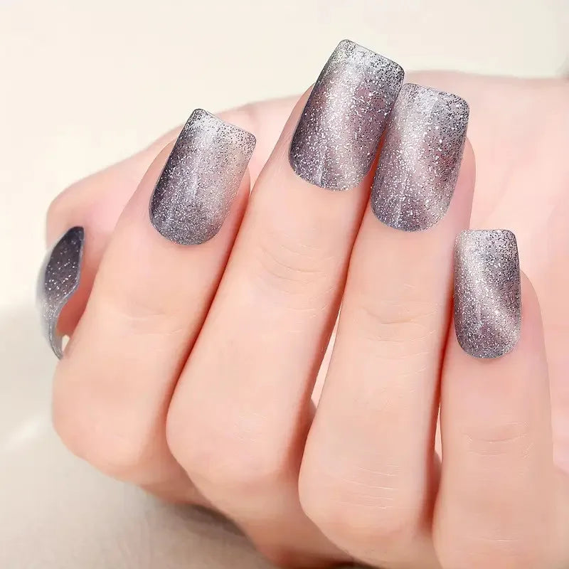 8 Sheets Nail Full Wrap Stickers Pink Nail Glitter Self-Adhesive Gel Nail Sticker for Women Home DIY Nail Supplies Manicure Kit