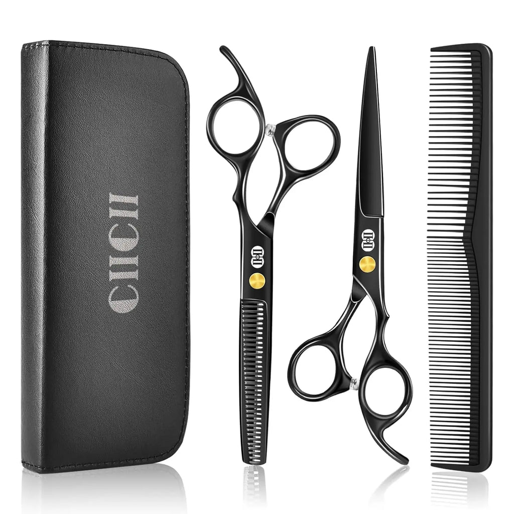 Professional Hair Cutting Scissors Set with Thinning Shears, 6.7 Inch for Men Women Home Salon Barber Kit
