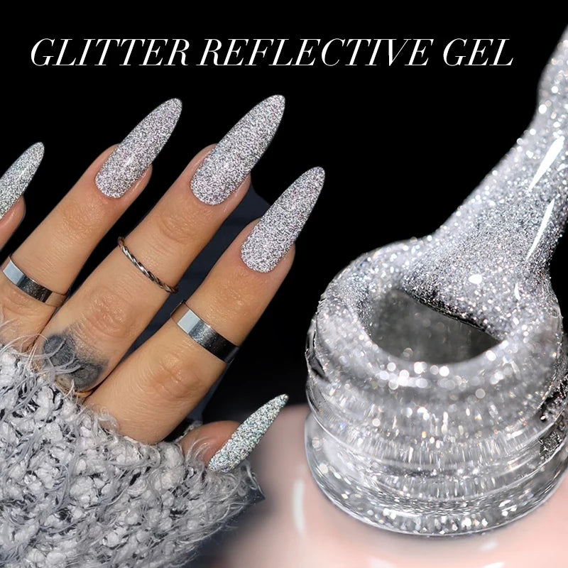 UR SUGAR 15ml Champagne Gold Sliver Reflective Glitter Gel Nail Polish Varnish Semi Permanent Soak Off UV Gel For Manicure Art