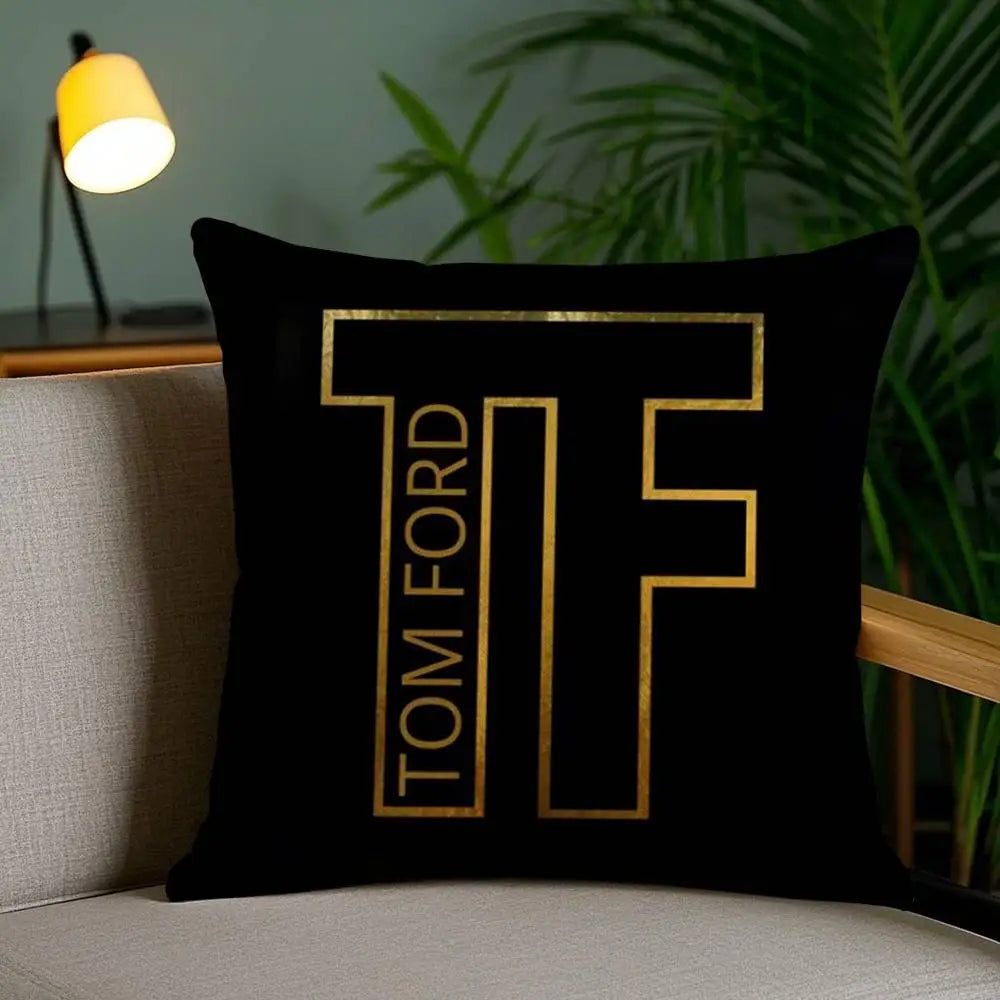 Luxury T-Tom F-Ford Pillow Case Anti-dustmite Pillowcase Invisible zipper silky short plush Sofa cushion cover