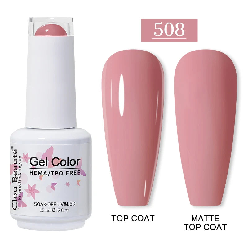 Clou Beaute 15ml Red Color Gel Polish Vernis Semi Permanent UV Varnish Gel Nail Polish Hema TPO Free Nails Art Manicure TOP BASE