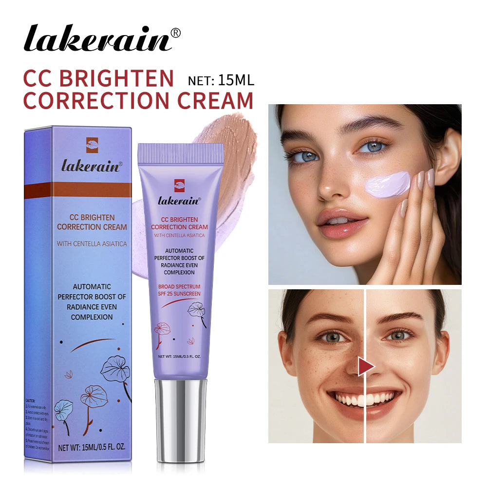 45ml Color Correcting CC Cream Moisturizing Waterproof Sweat-proof Makeup Before Concealer Lasting Women Makeup Change CC Cream
