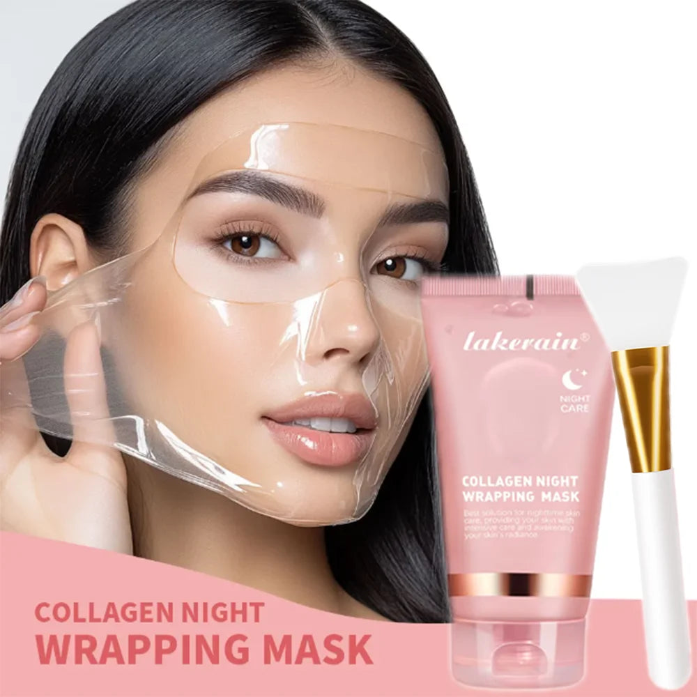 75ml Collagen Wrapping Mask Peel Off Mask & Brush Deep Hydration Moisturize Brightening Face Skin Facial Mask Skincare