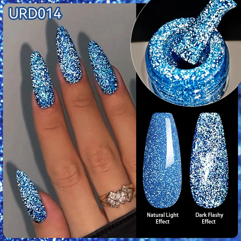UR SUGAR 15ml Champagne Gold Sliver Reflective Glitter Gel Nail Polish Varnish Semi Permanent Soak Off UV Gel For Manicure Art