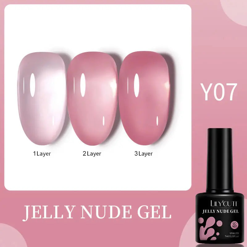 LILYCUTE 7ML Jelly Amber Gel Nail Polish Brown Crystal Translucent Dull Color Nail Art Gel Semi Permanent UV Gel Polish Varnish