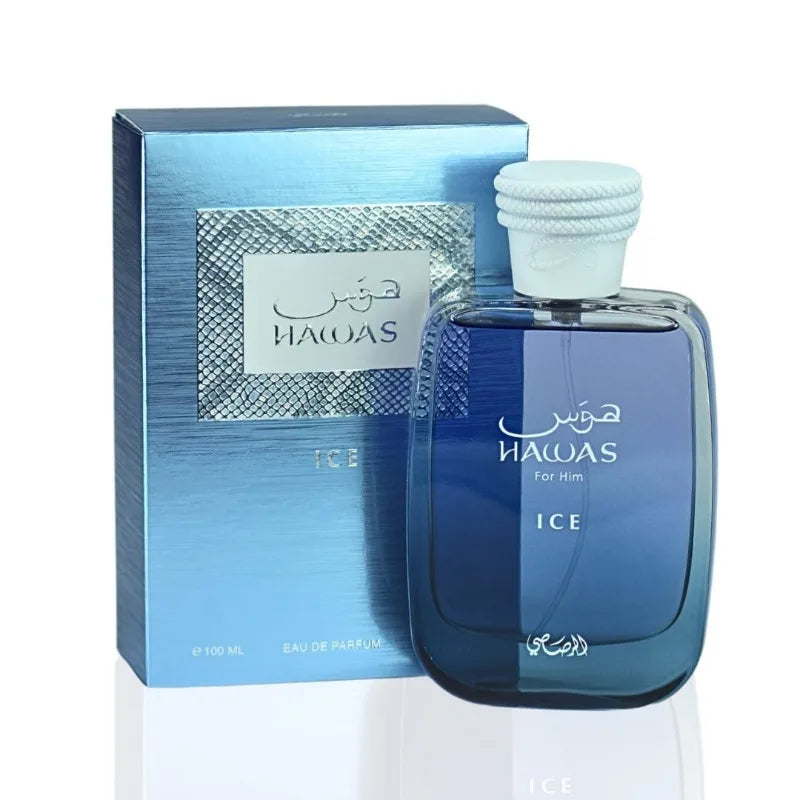 Rasasi Hawas Ice Eau de Parfum Spray 3.4 Ounce Original Arab Perfumes Premium Lasting Aromatic Pheromones Cologne Perfume 100 ML