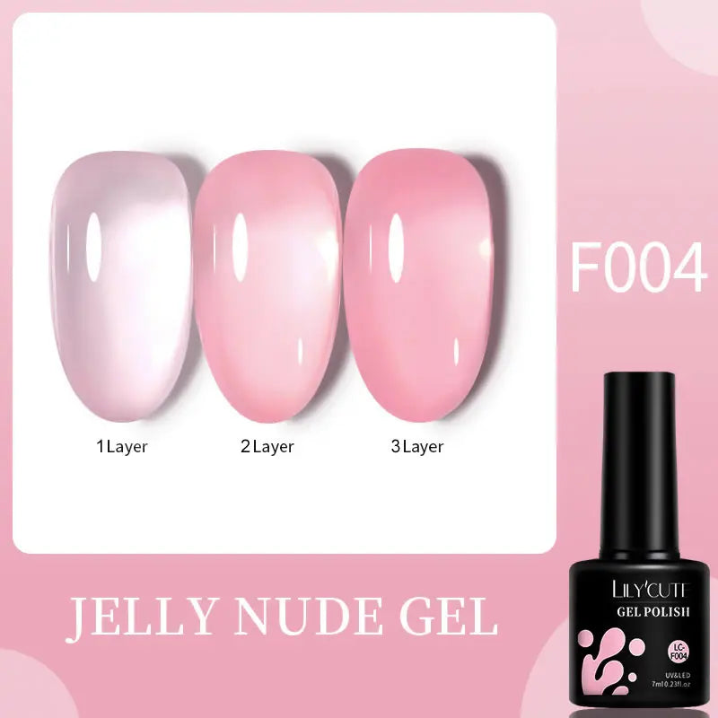 LILYCUTE 7ML Jelly Amber Gel Nail Polish Brown Crystal Translucent Dull Color Nail Art Gel Semi Permanent UV Gel Polish Varnish