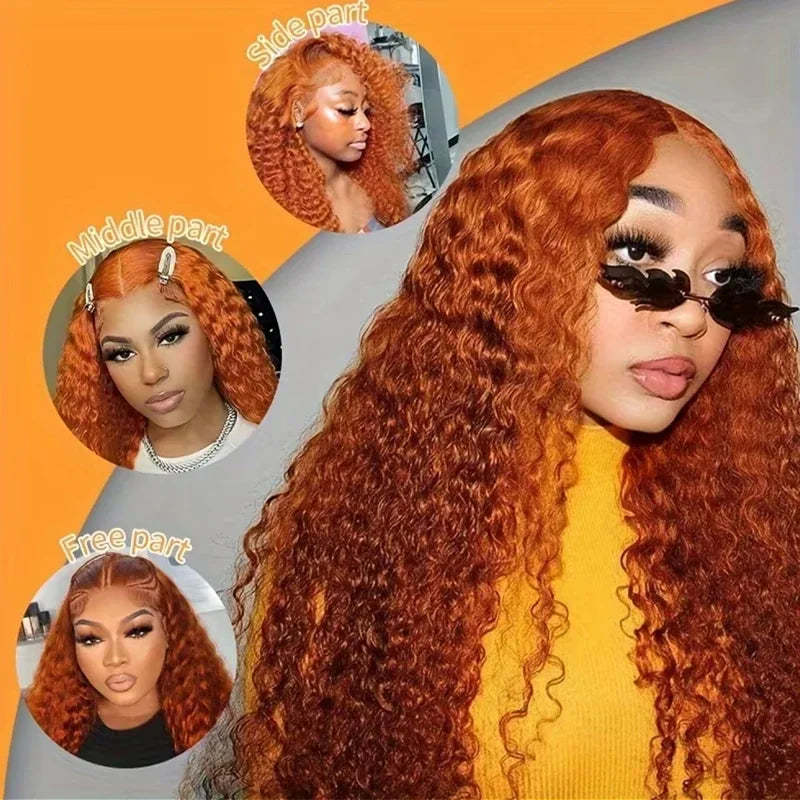 30 Inch Wigs Human Hair 250% Density HD Lace Front Wigs Human Hair Ginger Deep Wave Lace Front Wigs Human Hair For Black Women