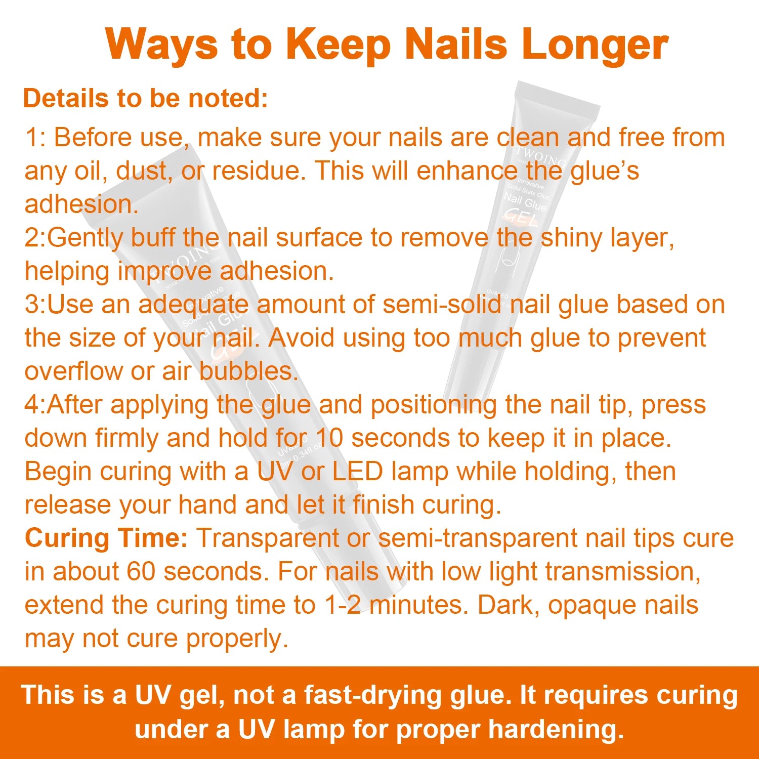 Solid Nail Glue Nail Tips Gel for Press On Nails,Acrylic Nail Gel for Manicure Extension,False Nails Adhesive Glue Long Lasting