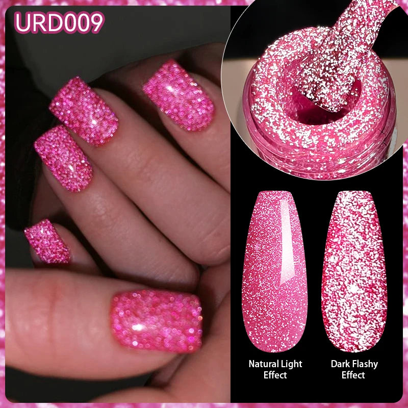 UR SUGAR 15ml Champagne Gold Sliver Reflective Glitter Gel Nail Polish Varnish Semi Permanent Soak Off UV Gel For Manicure Art
