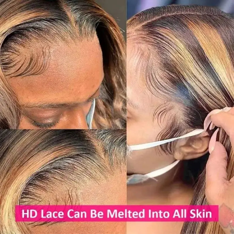 Rosslyn Body Wave Wig Highlighted Human Hair Wig P4/27 Highlight 13x6 Lace Frontal Wig Brazilian Wigs Original Baby Hair HD Lace