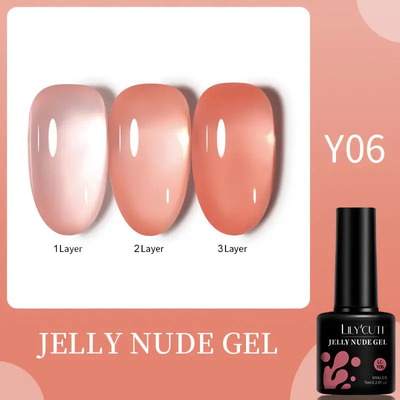 LILYCUTE 7ML Jelly Amber Gel Nail Polish Brown Crystal Translucent Dull Color Nail Art Gel Semi Permanent UV Gel Polish Varnish