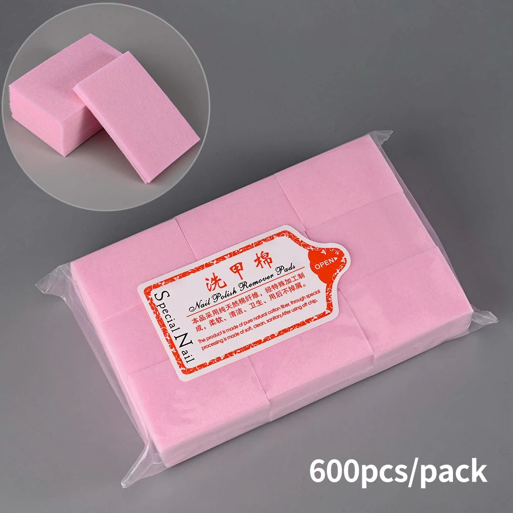 1000/500/100pcs Nail Wipe 100% Cotton Pads Lint Free Gel Nail Polish Removers Cotton Pads Manicure Wipes Nail Art Cleaning Tools