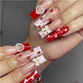 24 PCS Strawberry Bow Nail Art